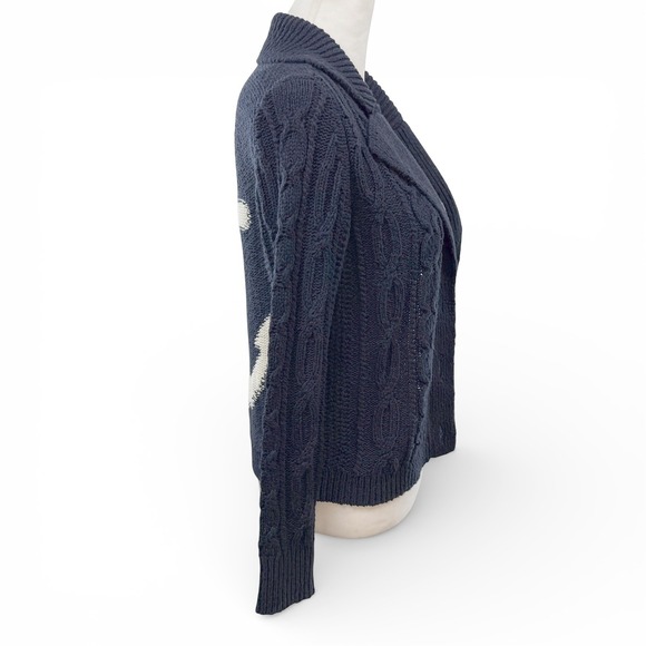 Anthropologie Anchors Away cable-knit cardigan Womens XS Navy Nautical Sweater - Picture 6 of 10